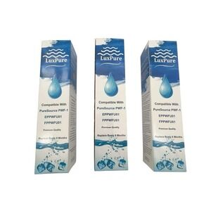 LuxPure Refrigerator Water Filter Compatible PureSource‎ PWF-1 FPPWFU01 set of 3